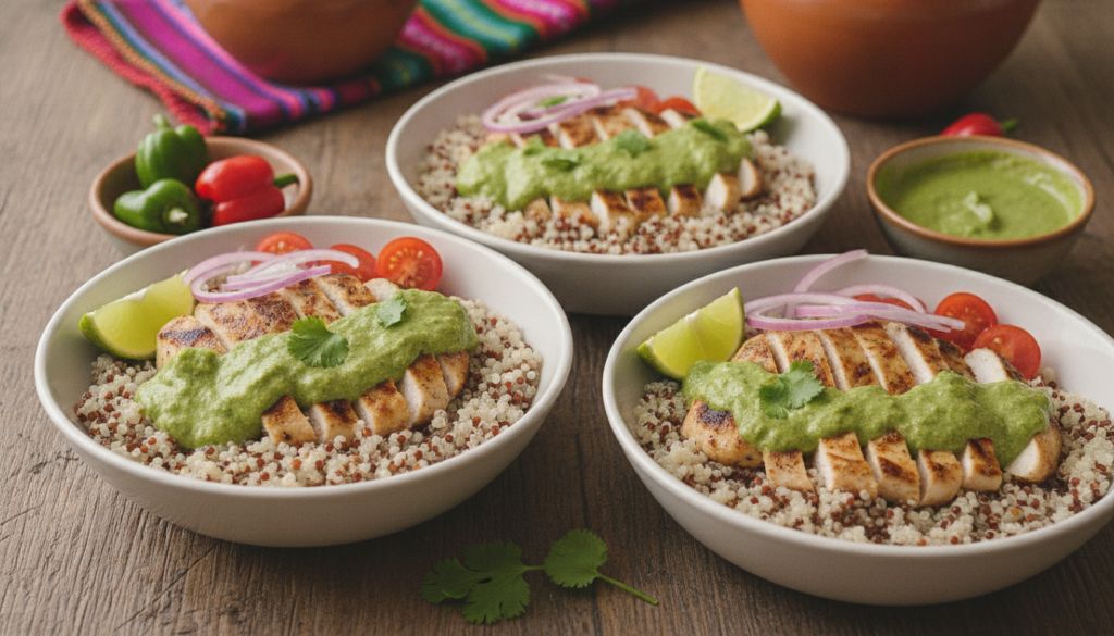Peruvian Green Sauce Chicken & Quinoa Bowls