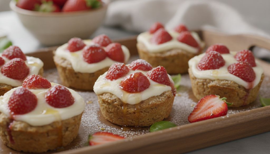 Roasted Strawberry Mascarpone Baked Oat Cups